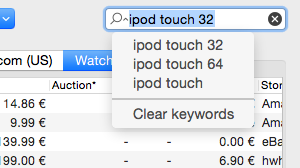 Der Screenshot zeigt eine exemplarische Suche unter macOS